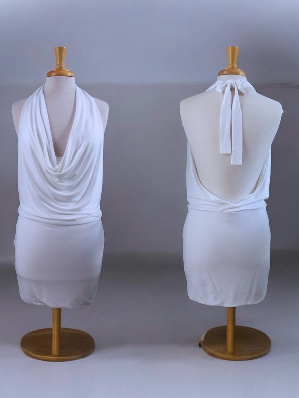 Moda International Ivory Mini Halter Evening Dress